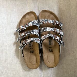 Birkenstock Floral Tri Strap Sandals